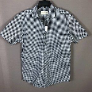 Coastaoro Blue White Check Short Sleeve Button Up Shirt Sz Medium